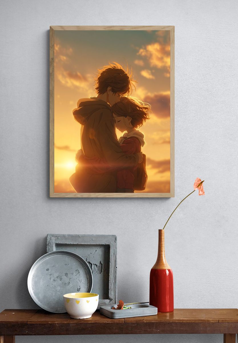 Sunset Embrace — Anime Print. — room view 3