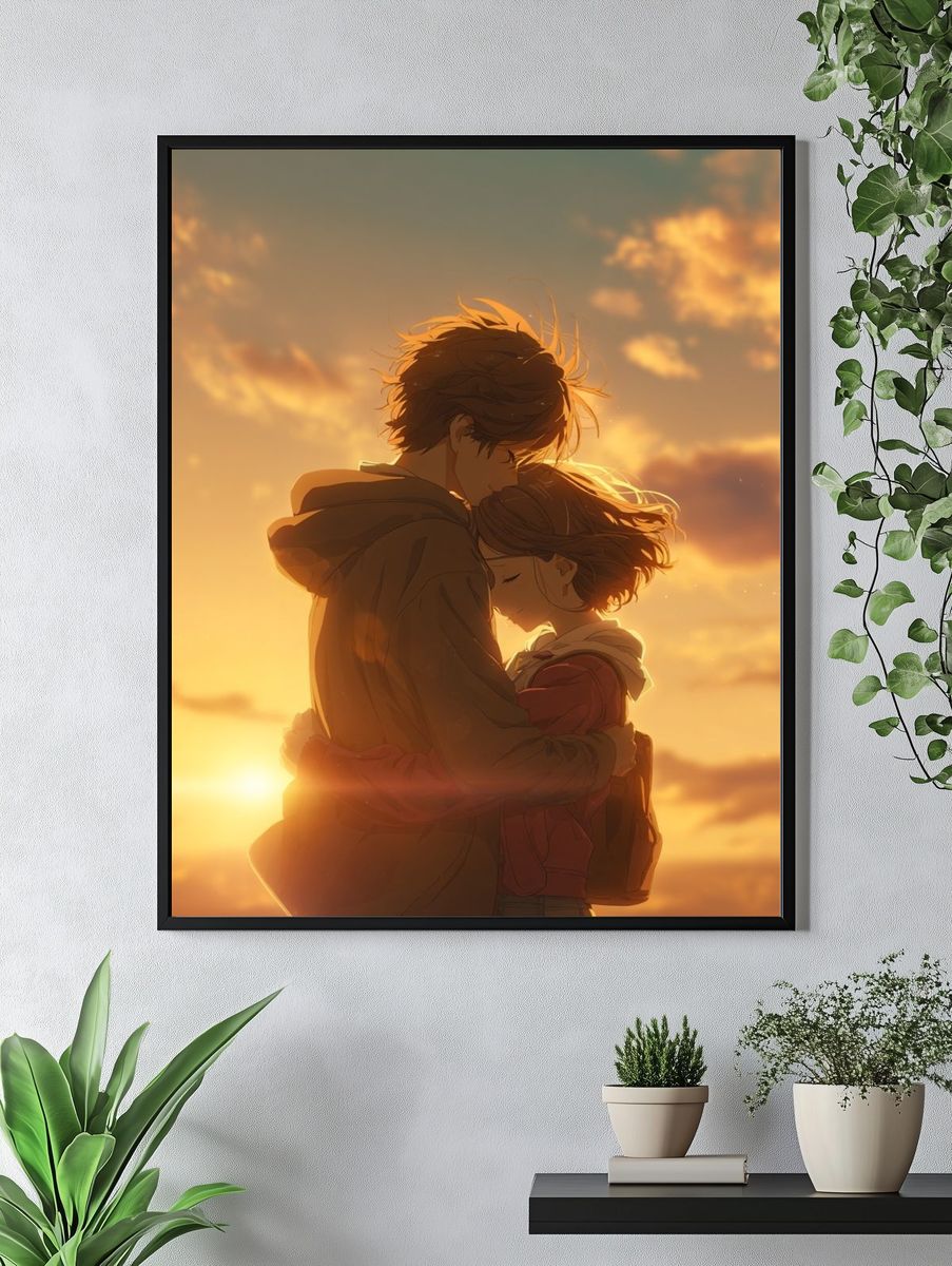 Sunset Embrace — Anime Print. — room view 4