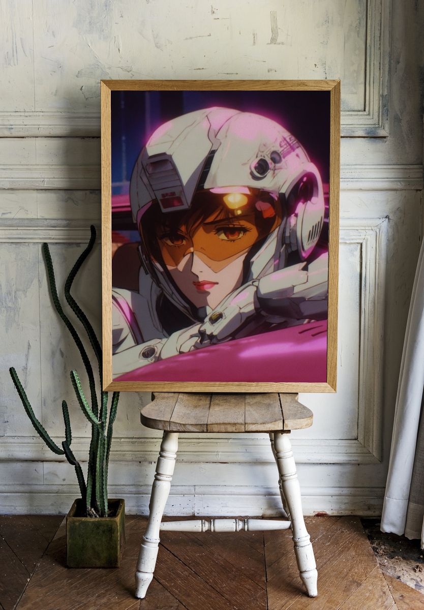 Futuristic Anime Character — Aesthetic Print room preview