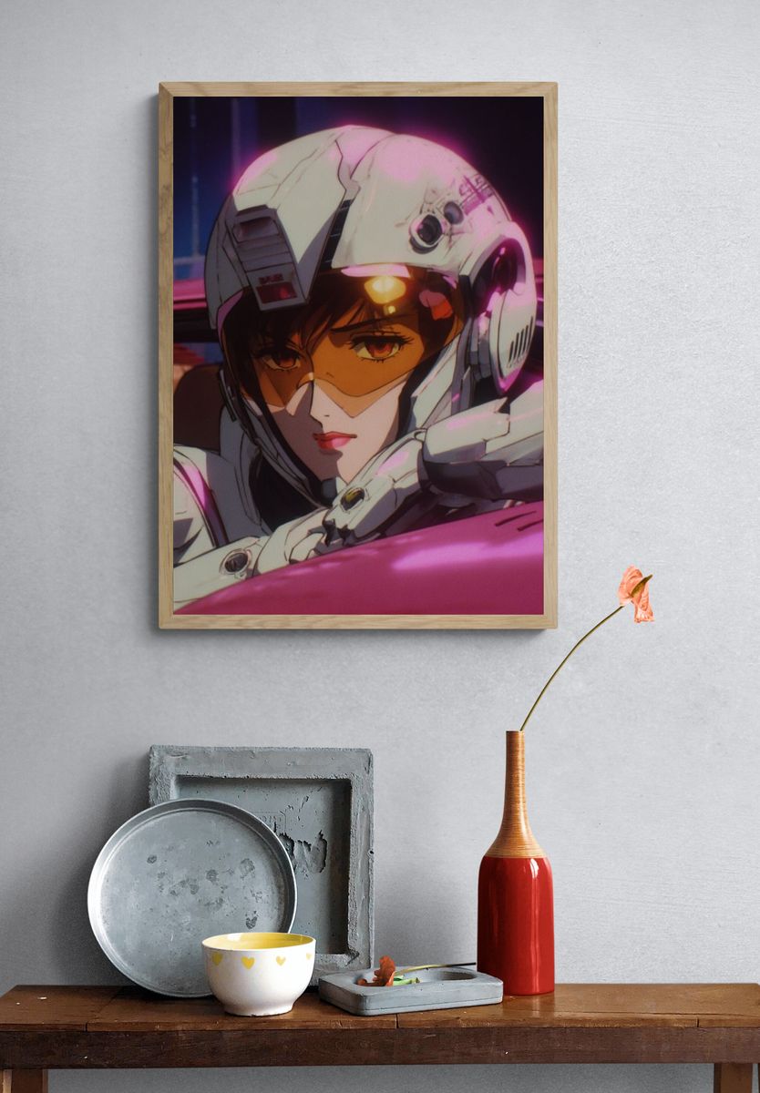 Futuristic Anime Character — Aesthetic Print. — room view 3