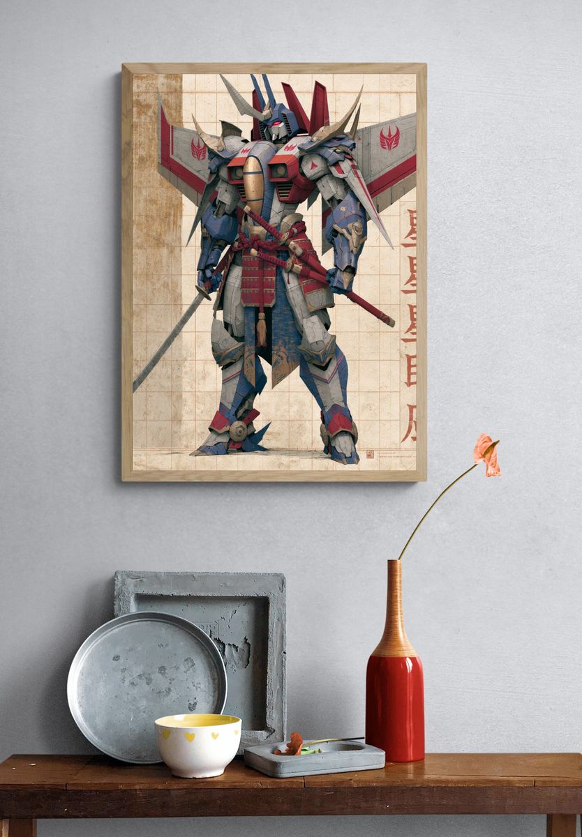 Samurai Mecha Digital Art Print. — room view 3
