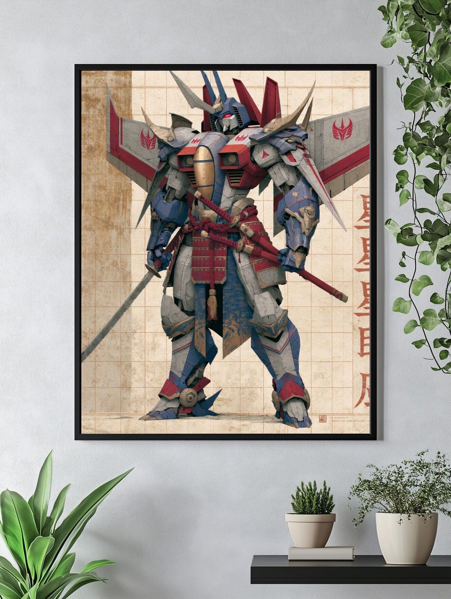 Samurai Mecha Digital Art Print. — room view 4