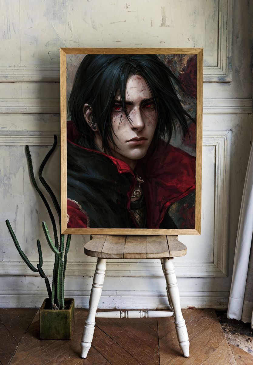 Dark Anime Vampire Portrait Poster. room preview