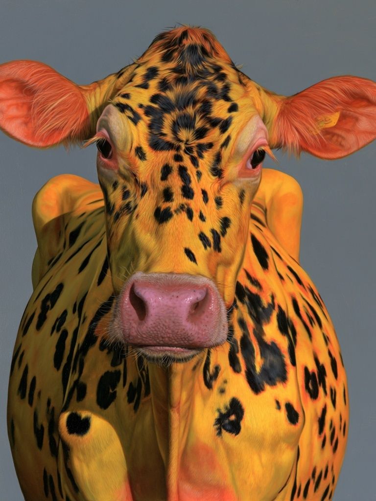 Colorful Cow Portrait Poster. poster detail