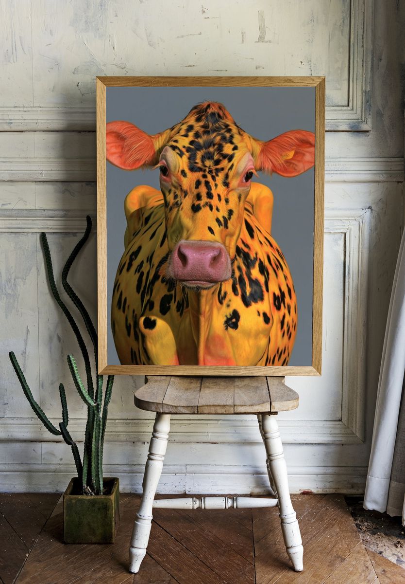 Colorful Cow Portrait Poster. room preview