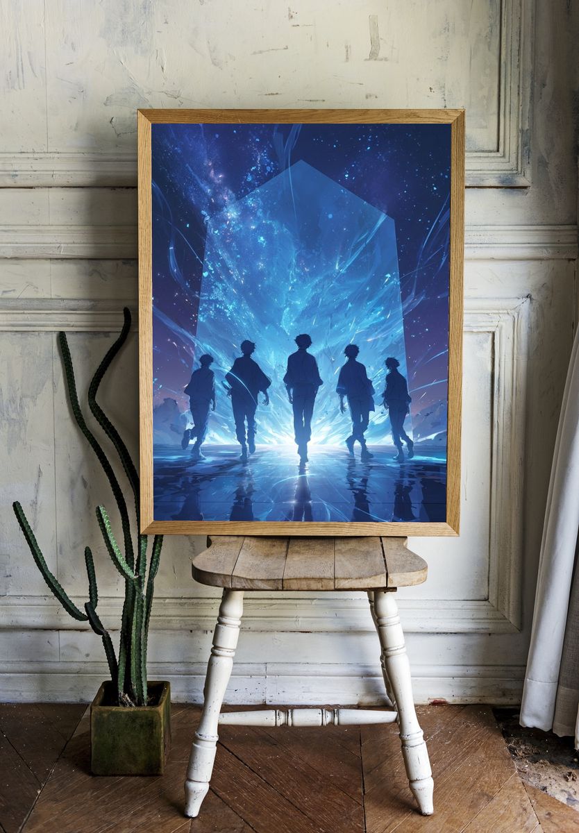 Cosmic Journey — Anime Art Print. room preview