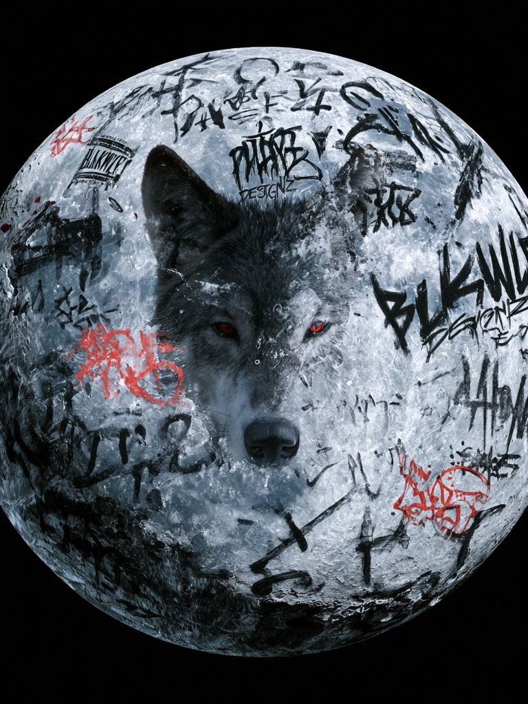 Graffiti Wolf Moon Poster. poster detail