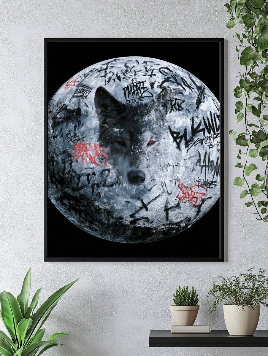 Graffiti Wolf Moon Poster. — room view 4