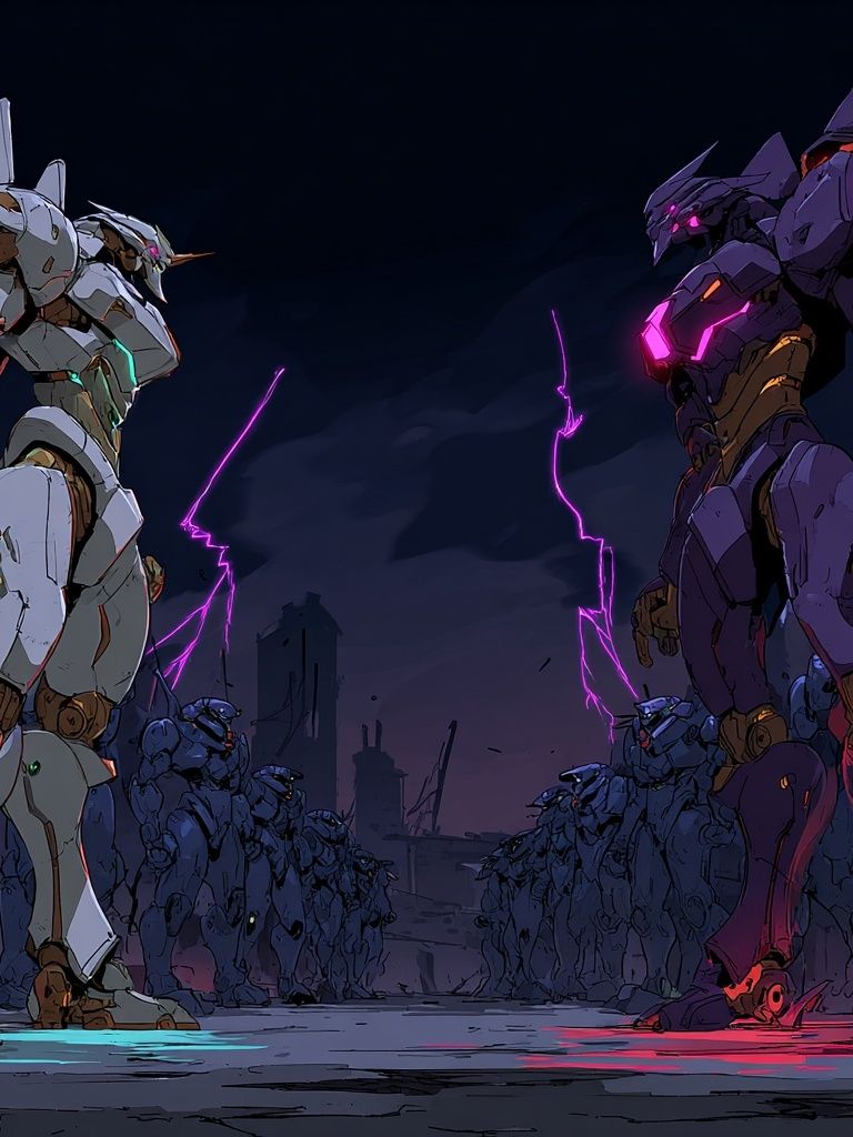 Mecha Battle — Anime Print. poster — anime art