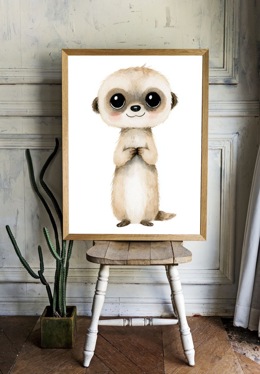 Cute Meerkat Watercolor Poster. room preview