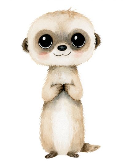Cute Meerkat Watercolor Poster.