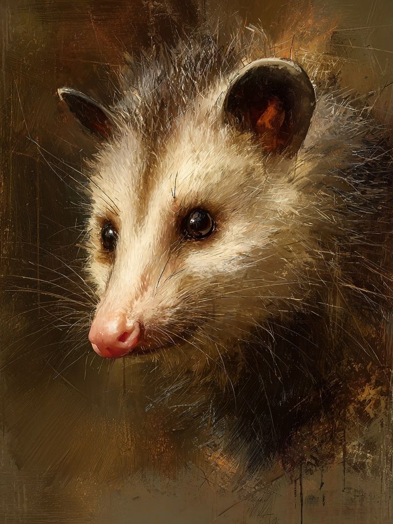 Opossum Portrait — Animal Art Print. poster — animals art