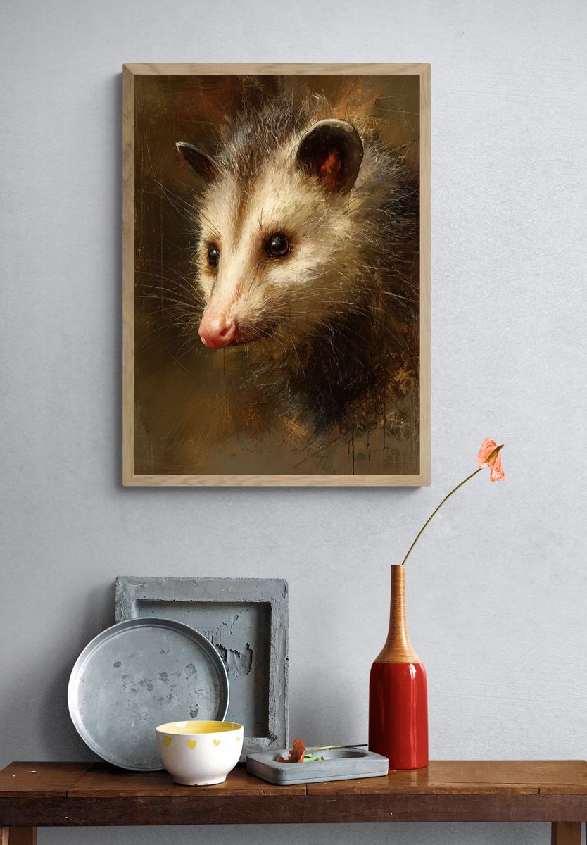 Opossum Portrait — Animal Art Print. — room view 3