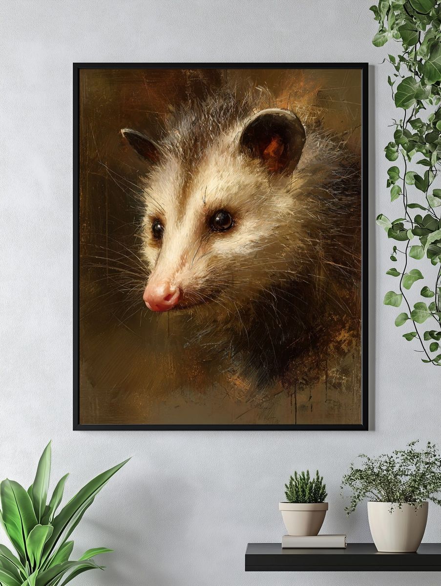 Opossum Portrait — Animal Art Print. — room view 4