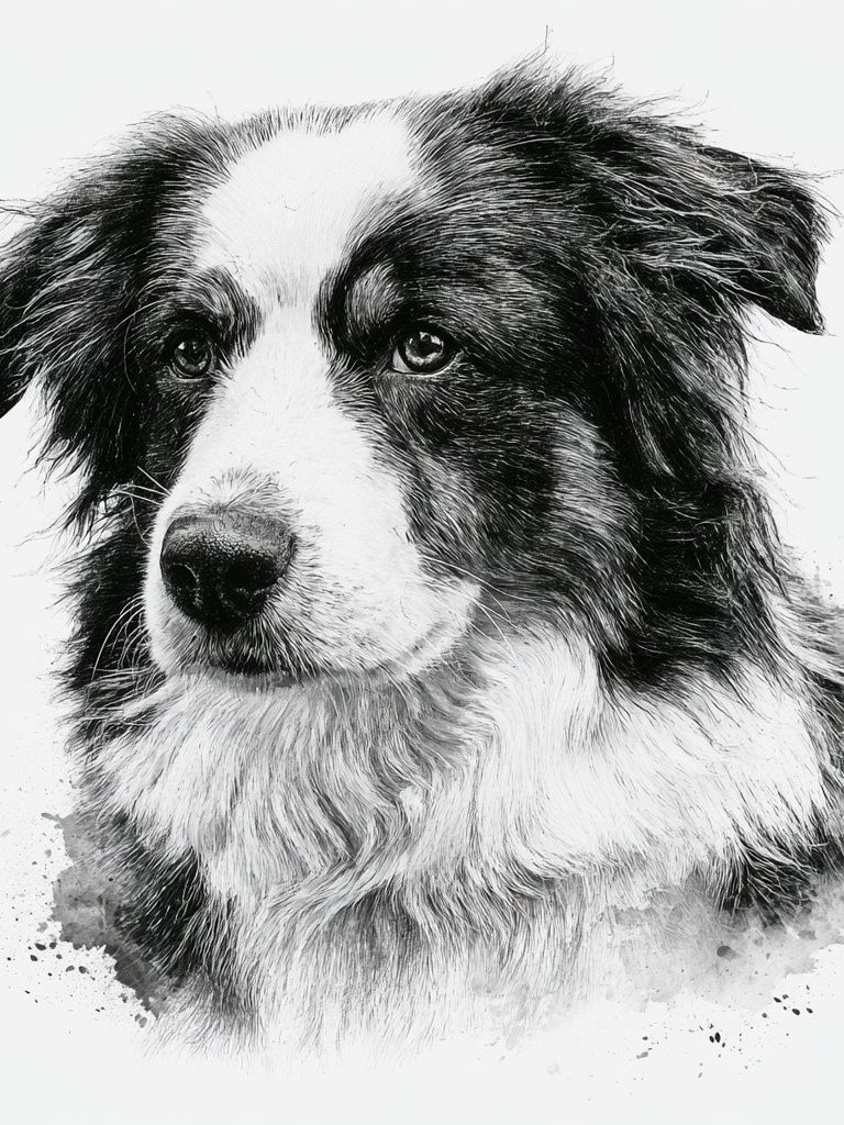 Border Collie Portrait Print. poster detail