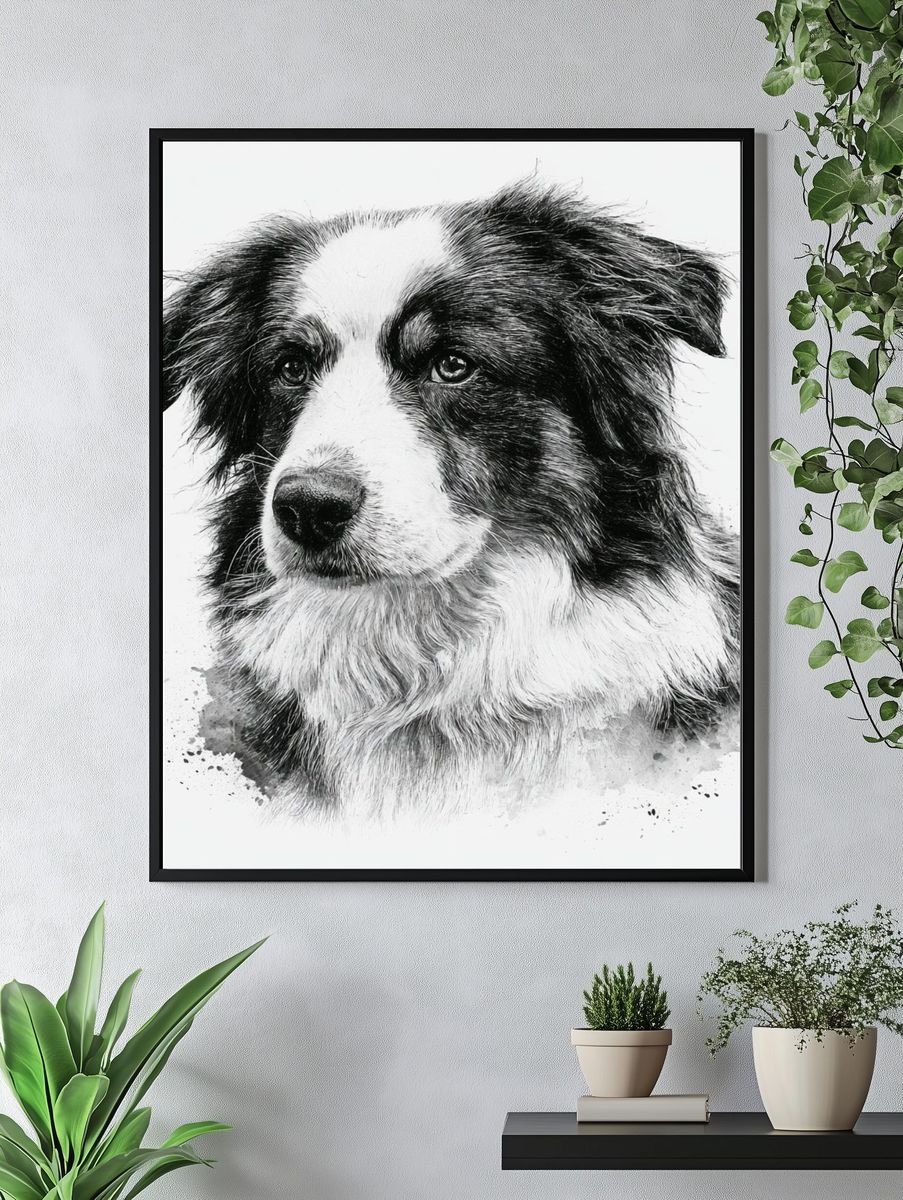 Border Collie Portrait Print. — room view 4