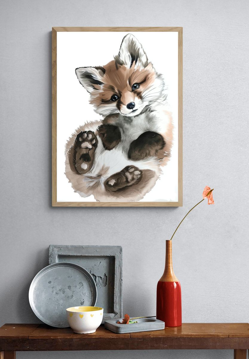 Baby Fox Watercolor Print. — room view 3