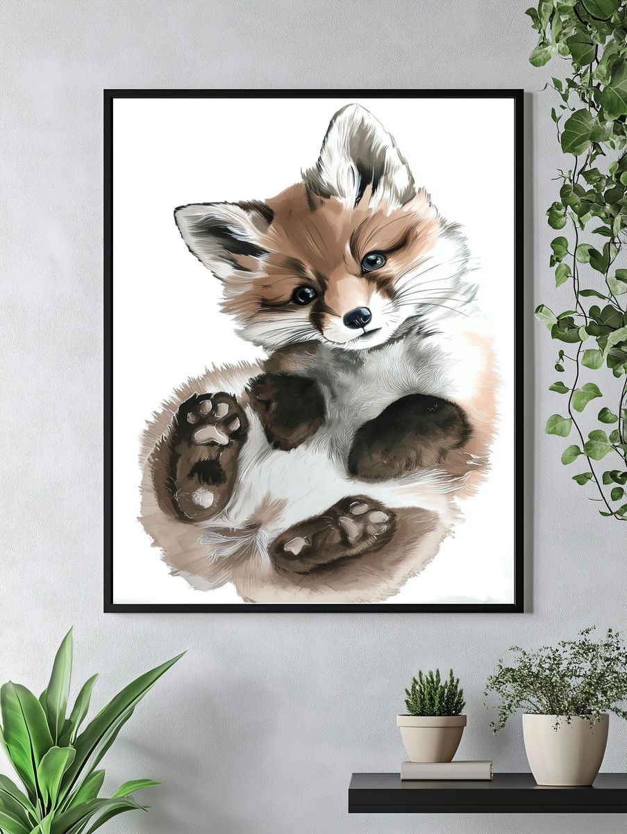 Baby Fox Watercolor Print. — room view 4