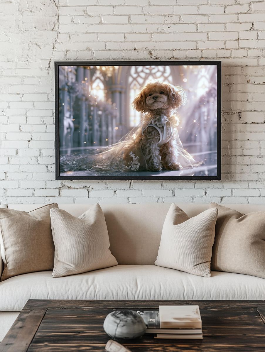 Elegant Toy Poodle Portrait Print. room preview