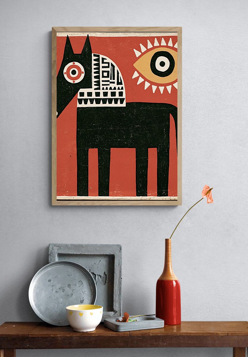 Geometric Horse Vintage Print. — room view 3