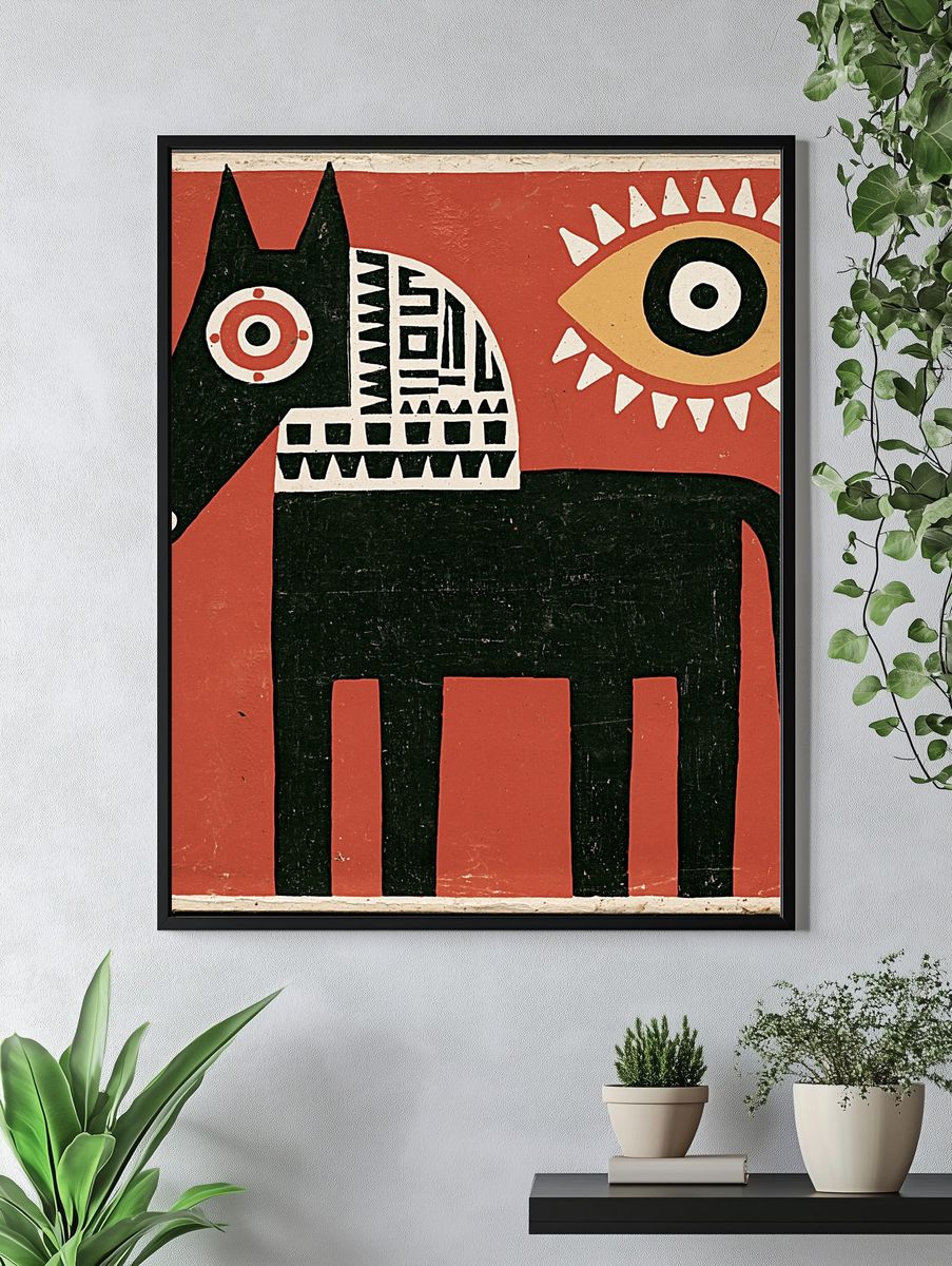 Geometric Horse Vintage Print. — room view 4