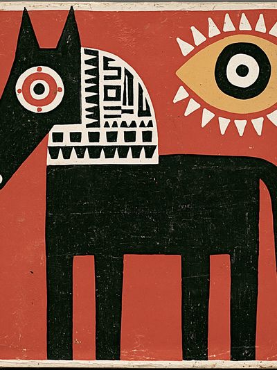 Geometric Horse Vintage Print. poster