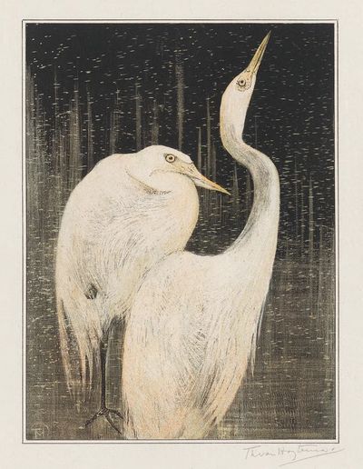 Twee zilverreigers (1878–1905) print high.