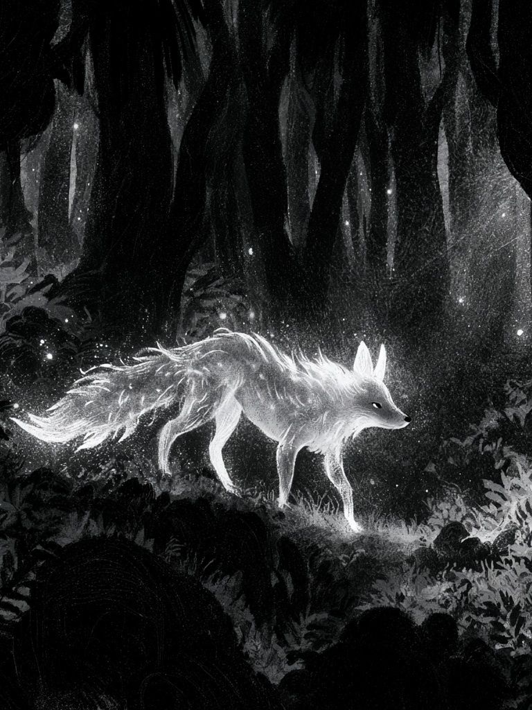 Moonlit Fox Forest Print. poster — animals art