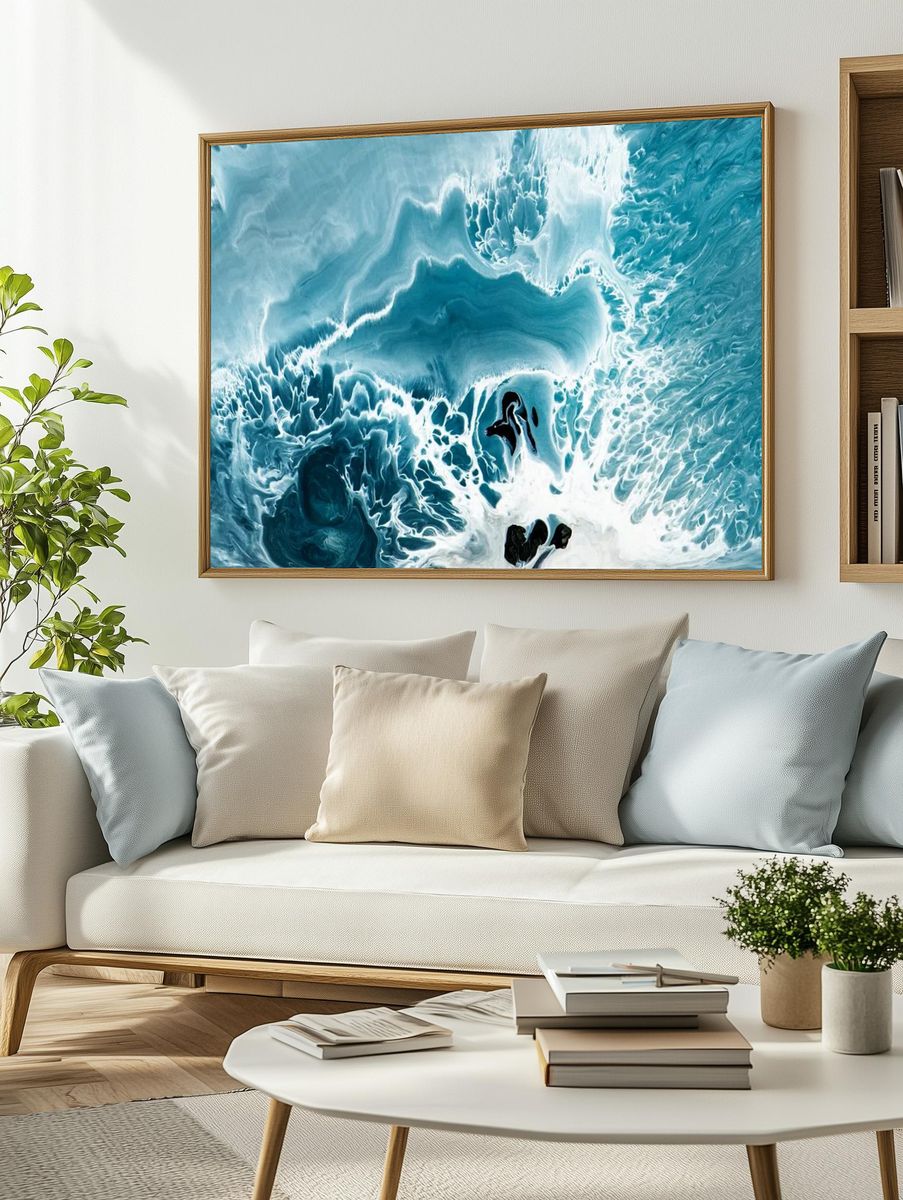 Abstract blue grunge watercolor patterned. — room view 2