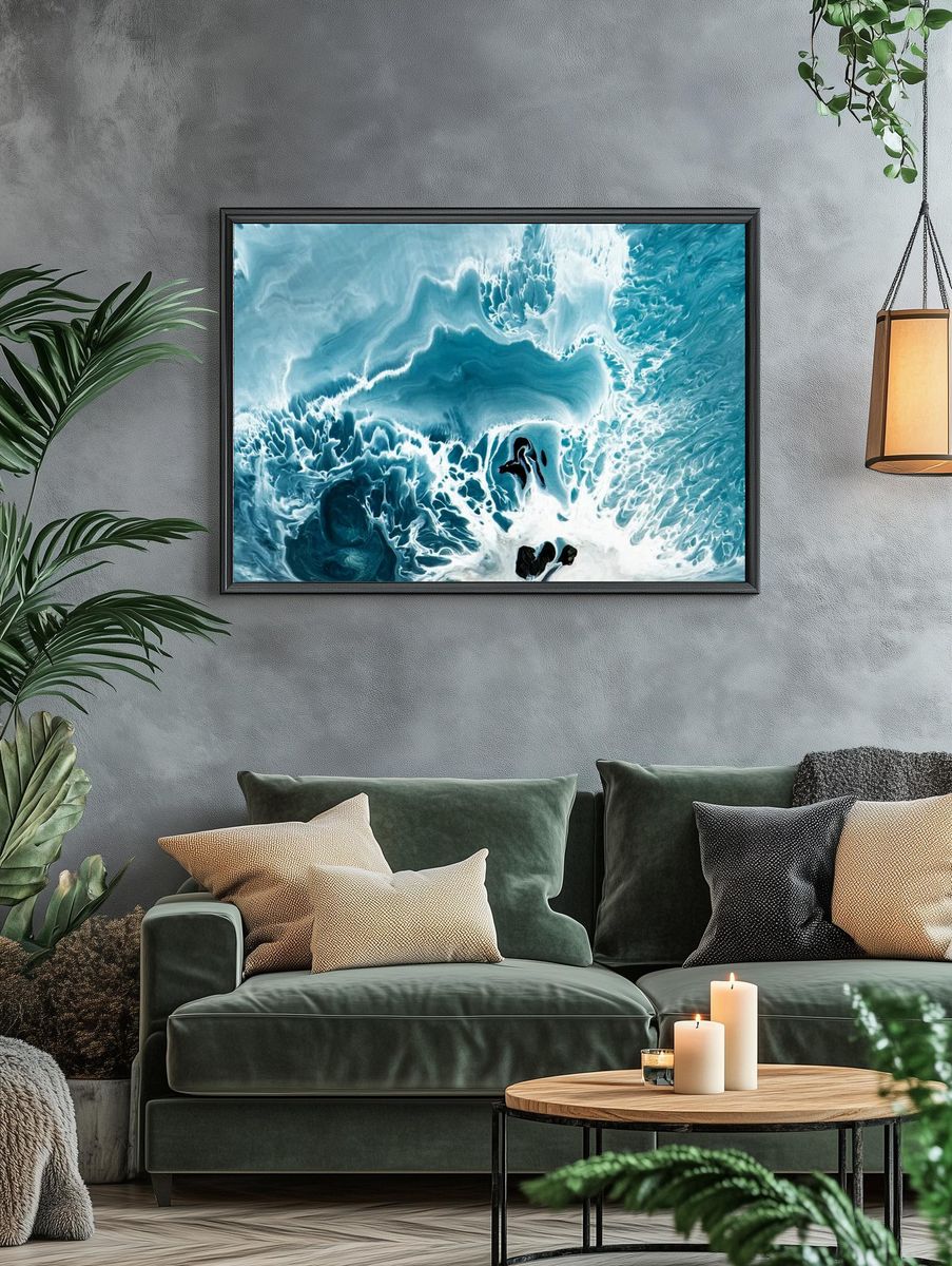 Abstract blue grunge watercolor patterned. — room view 4
