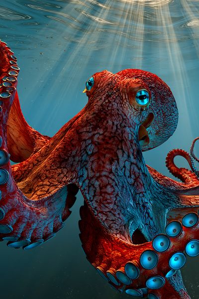 Underwater Octopus Digital Art Poster. poster