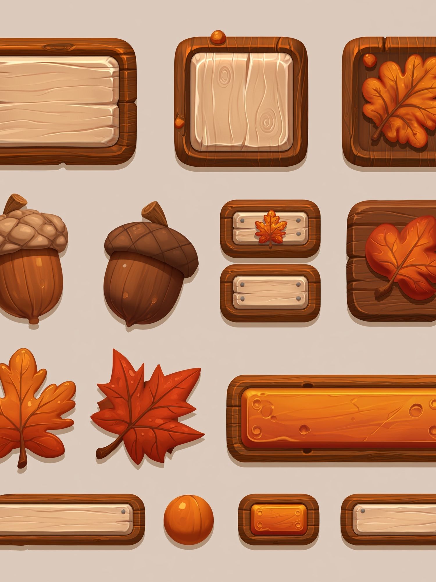 Autumn Acorn and Leaf Illustration Poster. poster detail