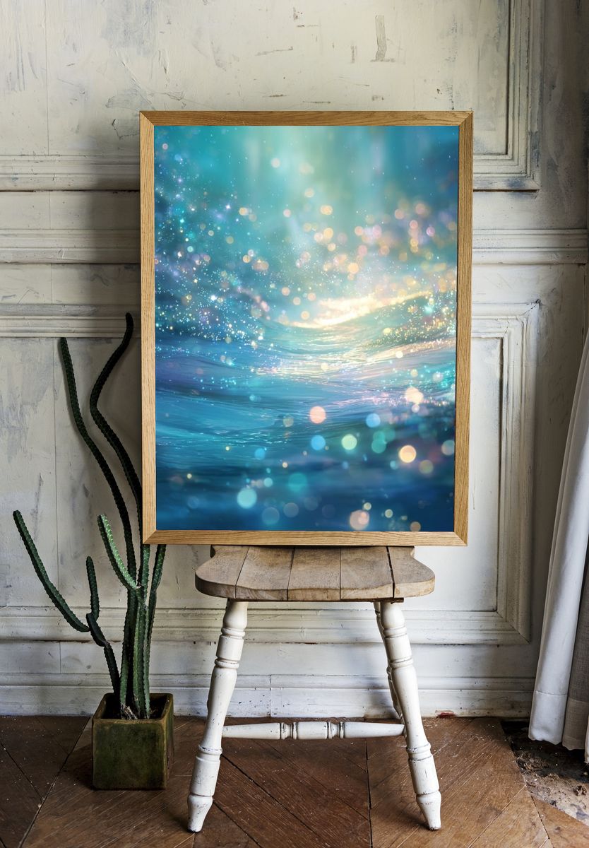 Dreamy Ocean Waves — Abstract Print. — room view 1