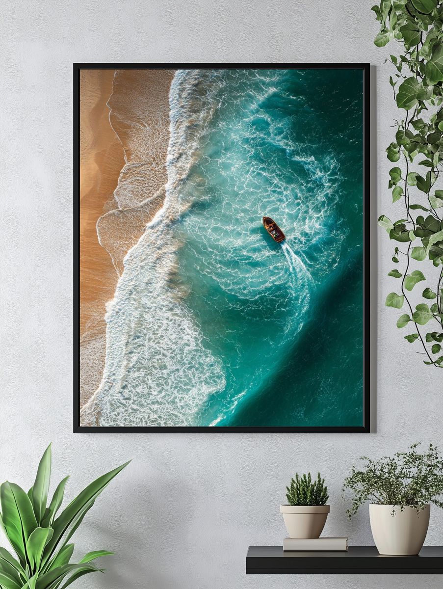 Aerial Ocean Shoreline Photography Poster. — room view 4
