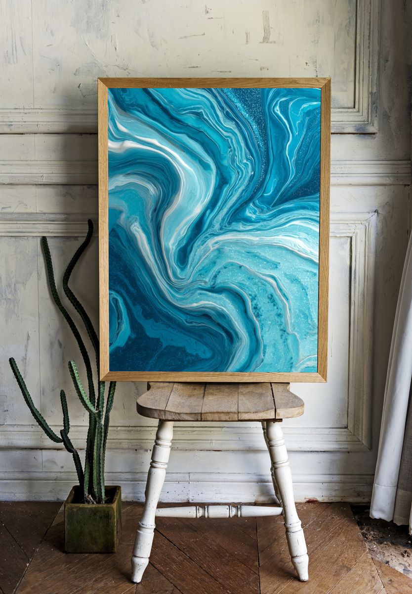 Ocean Waves — Abstract Poster. — room view 1