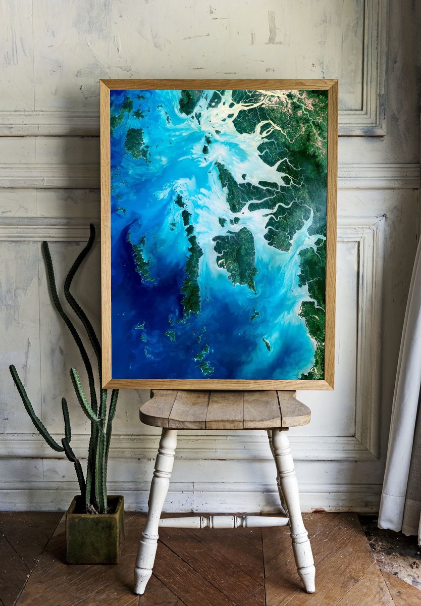 Aerial Ocean — Nature Print. — room view 1