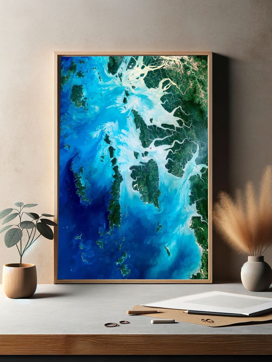 Aerial Ocean — Nature Print. — room view 2