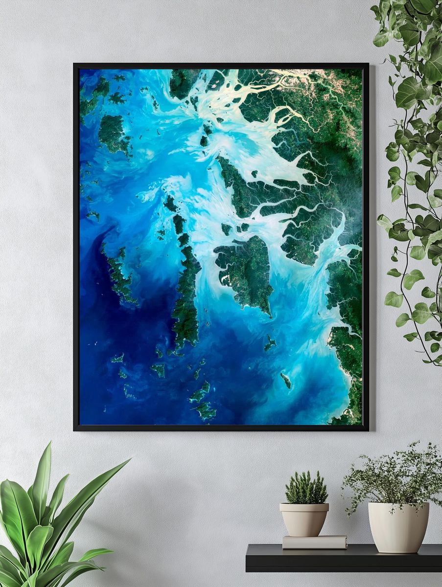 Aerial Ocean — Nature Print. — room view 4