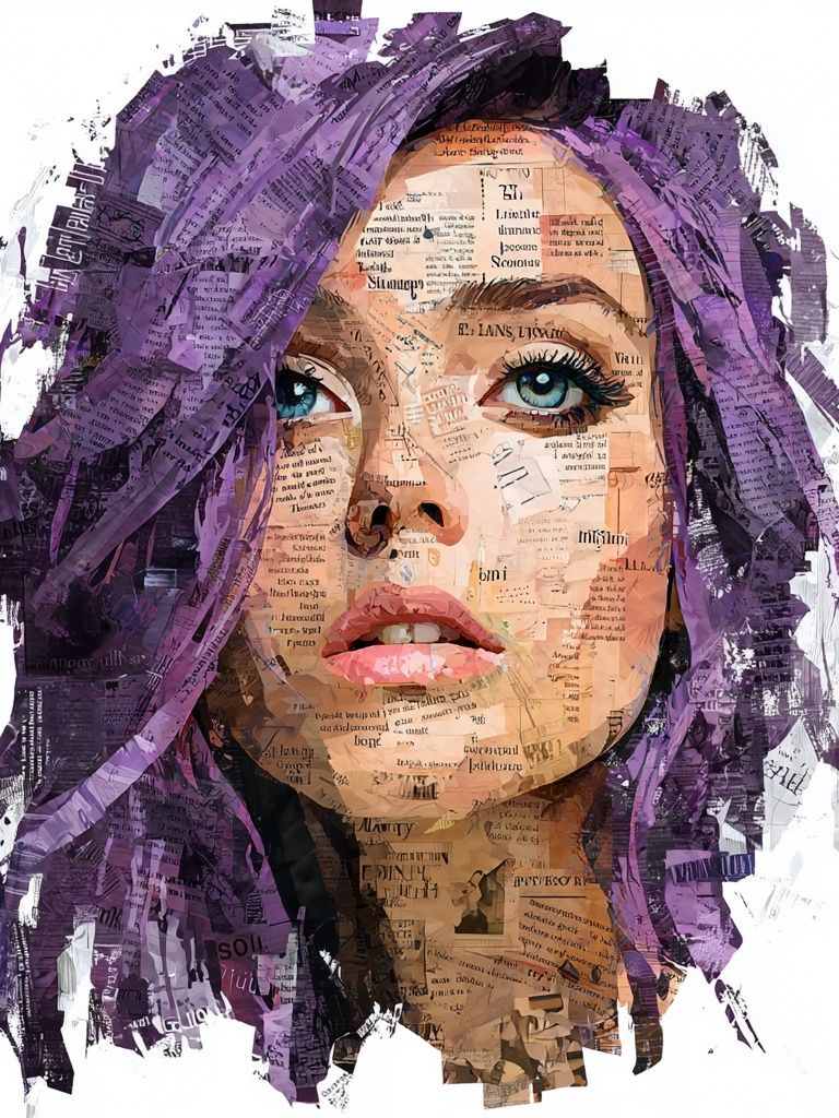 Abstract Portrait with Purple Hair — Art Print. poster — illustration art
