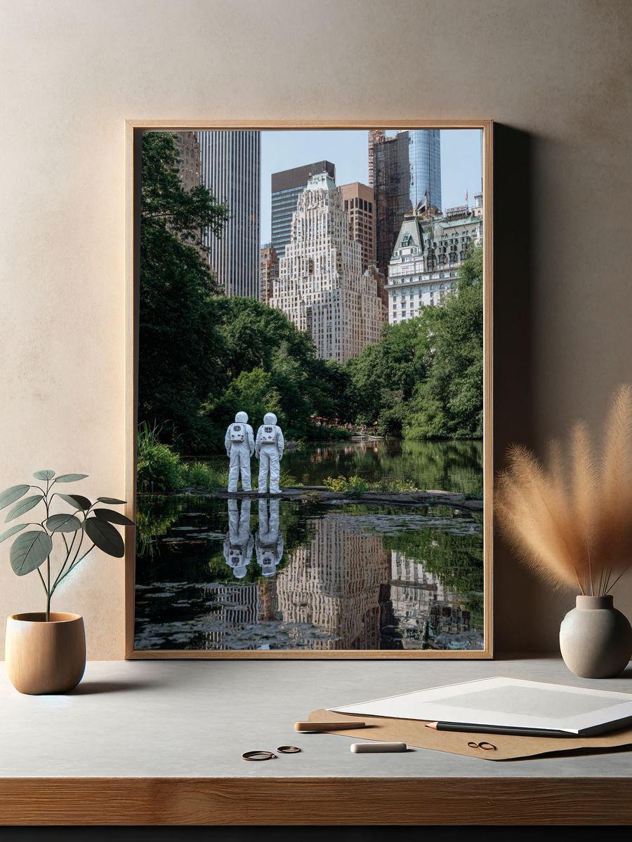 Astronauts in Central Park — Urban Photography Poster. — room view 2