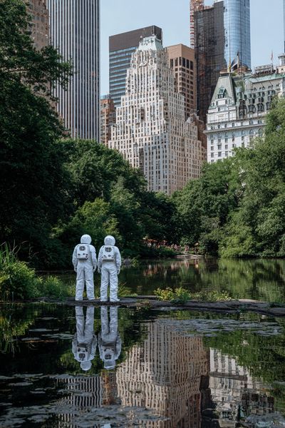 Astronauts in Central Park — Urban Photography Poster. poster print