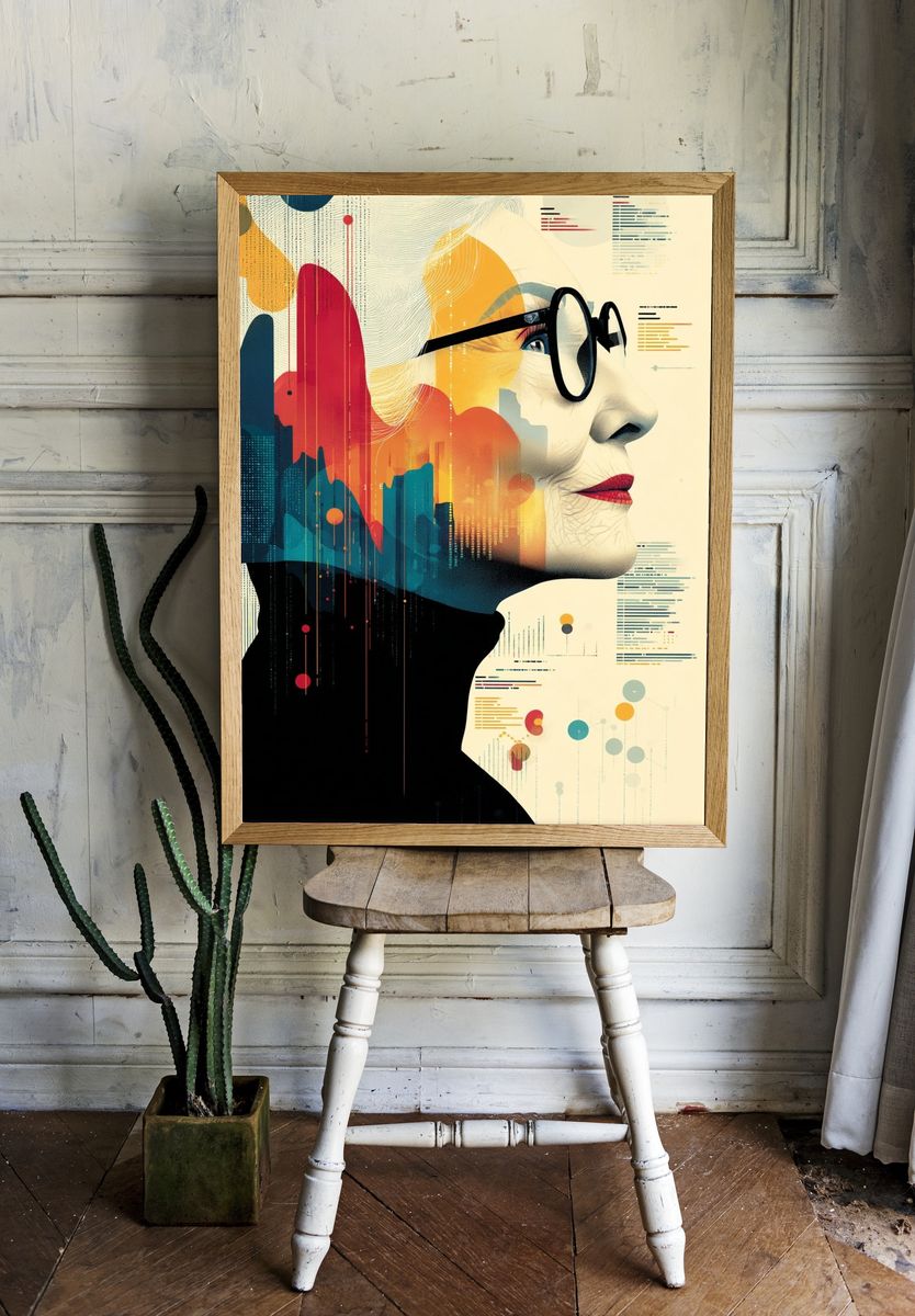Abstract Portrait with Data Visualization Poster. — room view 1
