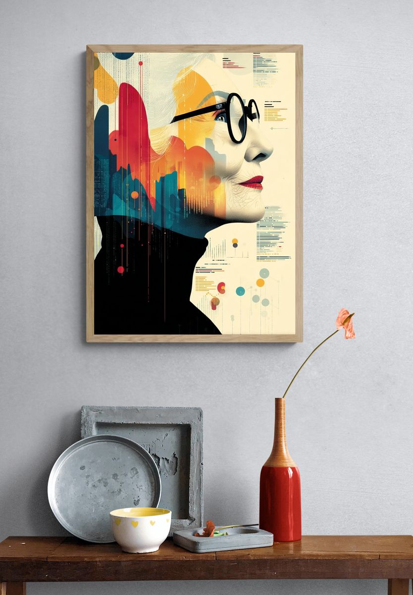 Abstract Portrait with Data Visualization Poster. — room view 3