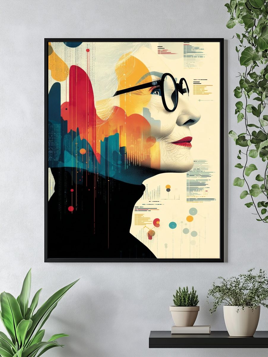 Abstract Portrait with Data Visualization Poster. — room view 4
