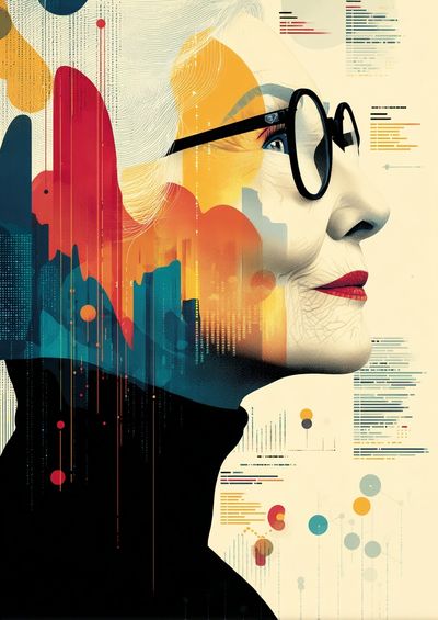 Abstract Portrait with Data Visualization Poster. poster print