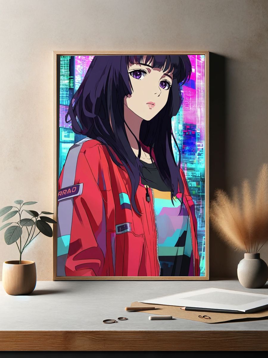Cyberpunk Girl — Anime Print. — room view 2