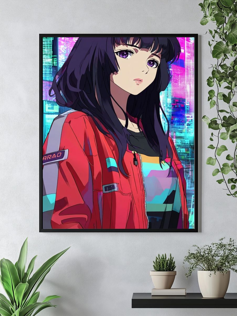 Cyberpunk Girl — Anime Print. — room view 4
