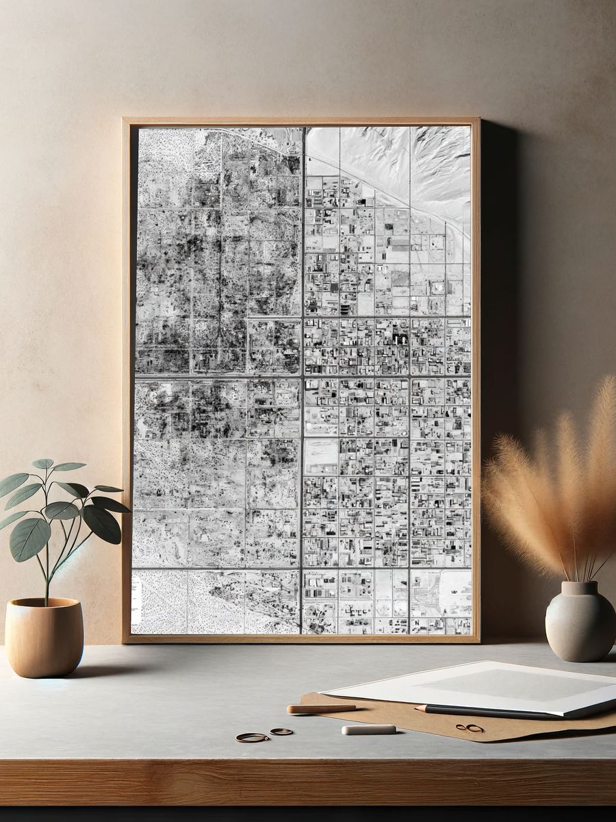 Aerial Desert Grid Photography Poster. — room view 2