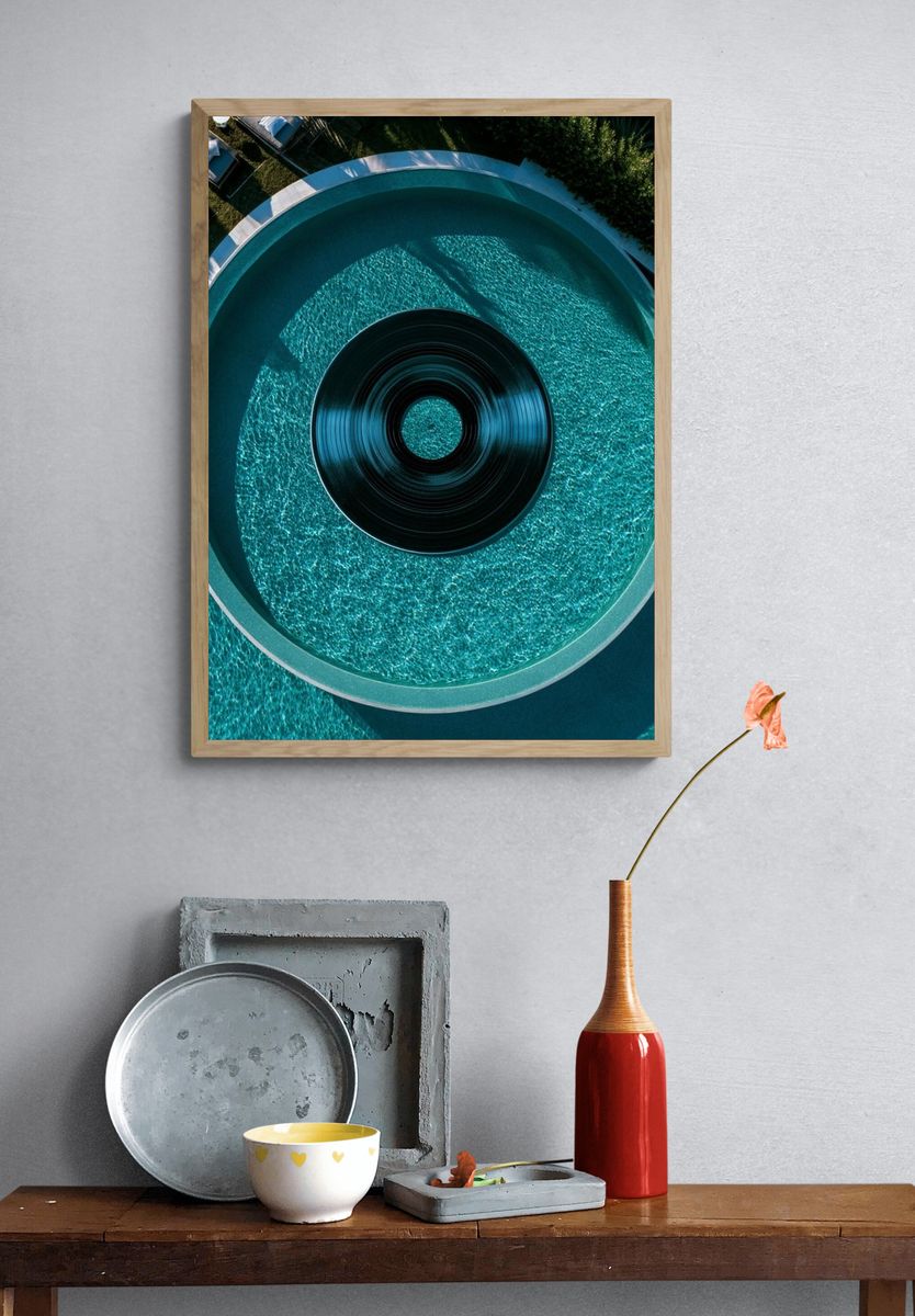 Aerial Pool Circle Photography Poster. — room view 3