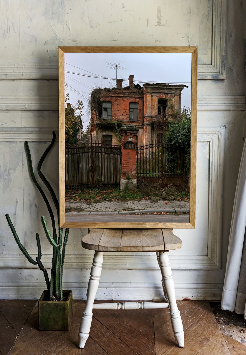 Abandoned Brick House Photography Poster. room preview